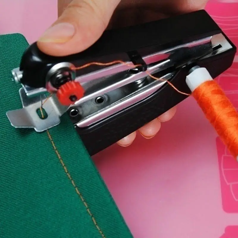 Mini máquina de coser Manual portátil, accesorios de herramientas de costura de tela, multifuncional, Color aleatorio