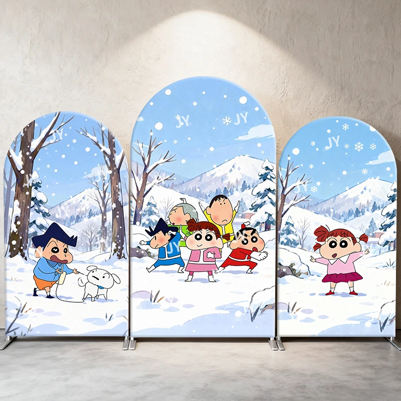

Crayon Shin Chan Winter Snow & Friends Play Theme Arch Backdrop Cover Funny Cute Scene For Kids Birthday Baby Shower Photo Booth