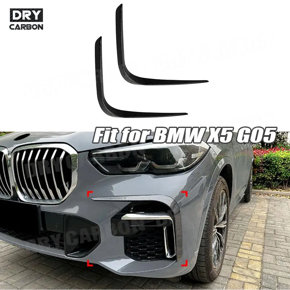 

Car Accessories Carbon Fiber 2Pcs Car Front Foglight Lamp Eyebrow Eyelid Cover Trim Stickers for BMW X5 G05 M Sport 2019 +