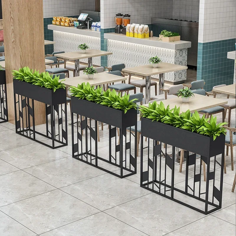 Office partition wrought iron screen simple decoration shelf restaurant industrial style card seat green plant fence wall flower