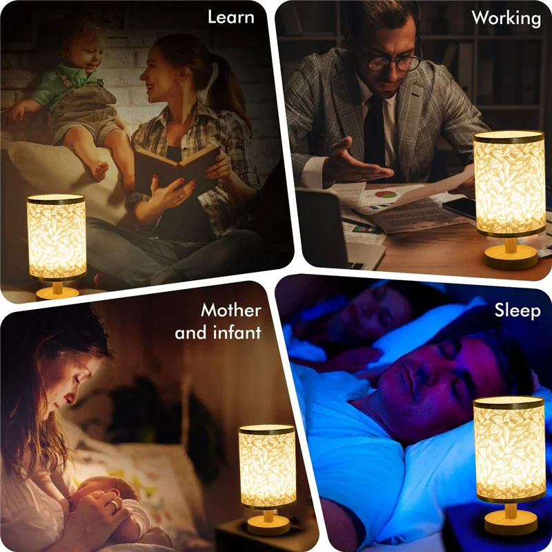 3 types of LED Fabric Table Lamp Multifunctional Table Lamp Touch Bedside Lamp