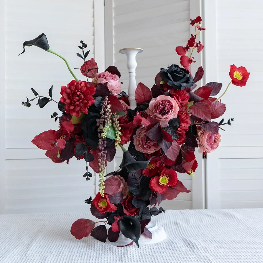Candlestick decoration simulation art set, tabletop fireplace table wedding birthday arrangement photography prop flower