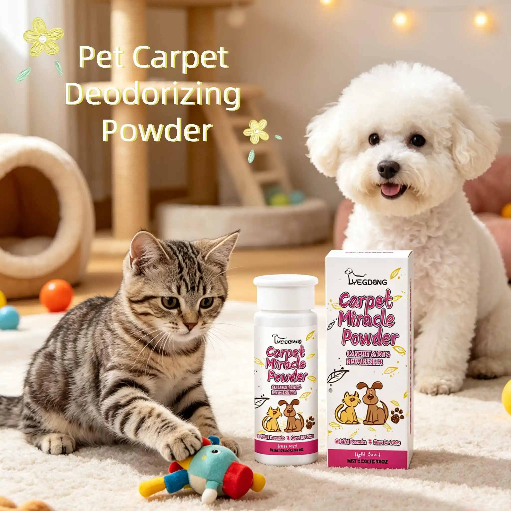 Pet Carpet Deodorizing Powder Freshens Eliminates Pet Bad Odors For Pet Urine Odor Neutralizer Cats Dogs Body Smell Carpet Clean