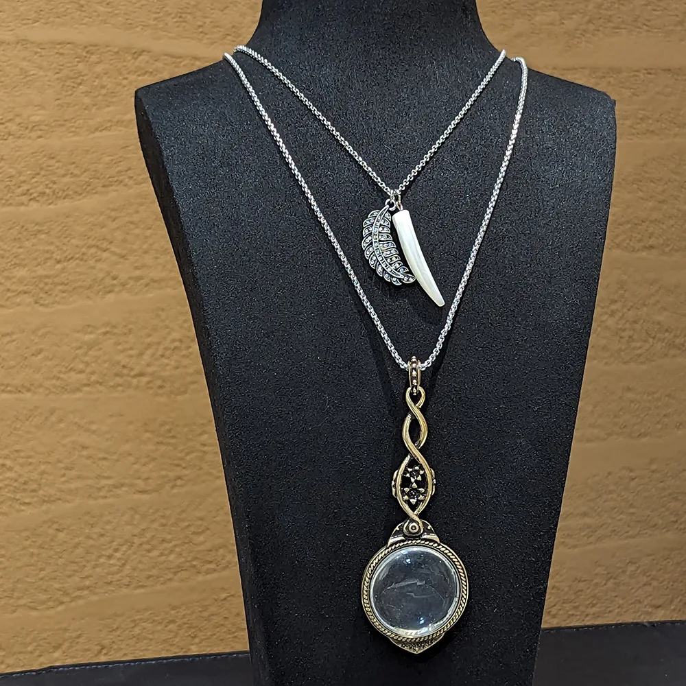

Europe, America, Cross-border Medium and Long Double-layer Sweater Chain Pendant, Ethnic Style Feather Leaf Design Necklace