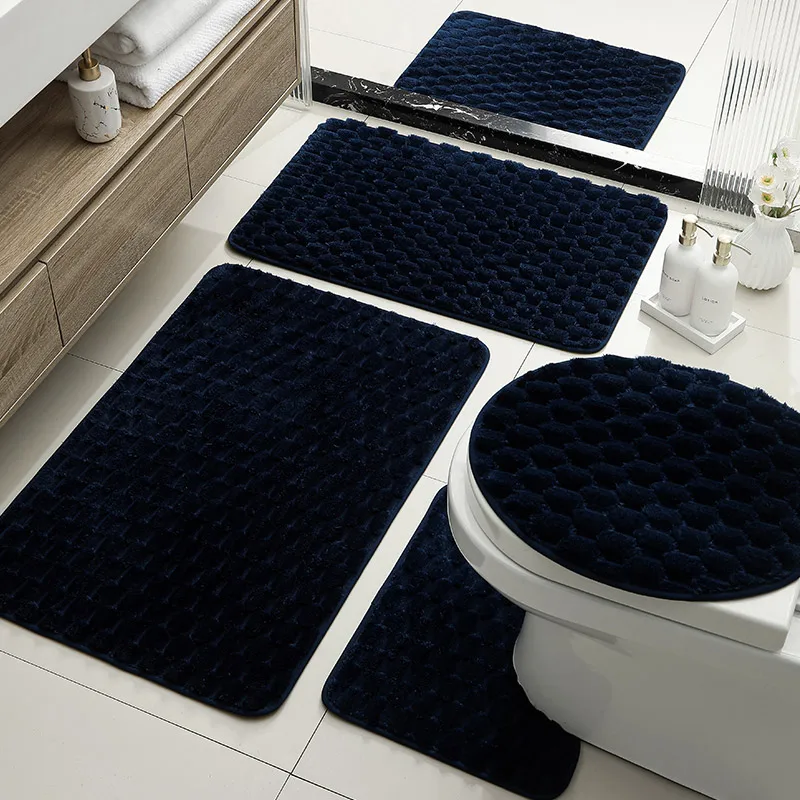 

5 pieces/set Universal Luxury Plush Bathroom Carpet Set-Super soft, absorbent, non-slip, thick machine washable belt Geometric p