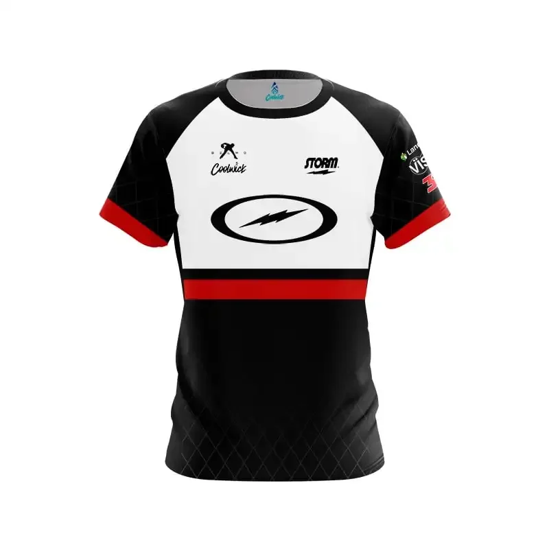 3D Printed Casual Sports Bowling Jersey with Black Lightning Logo Short Sleeved Quick Drying T-shirt for Fans and Families