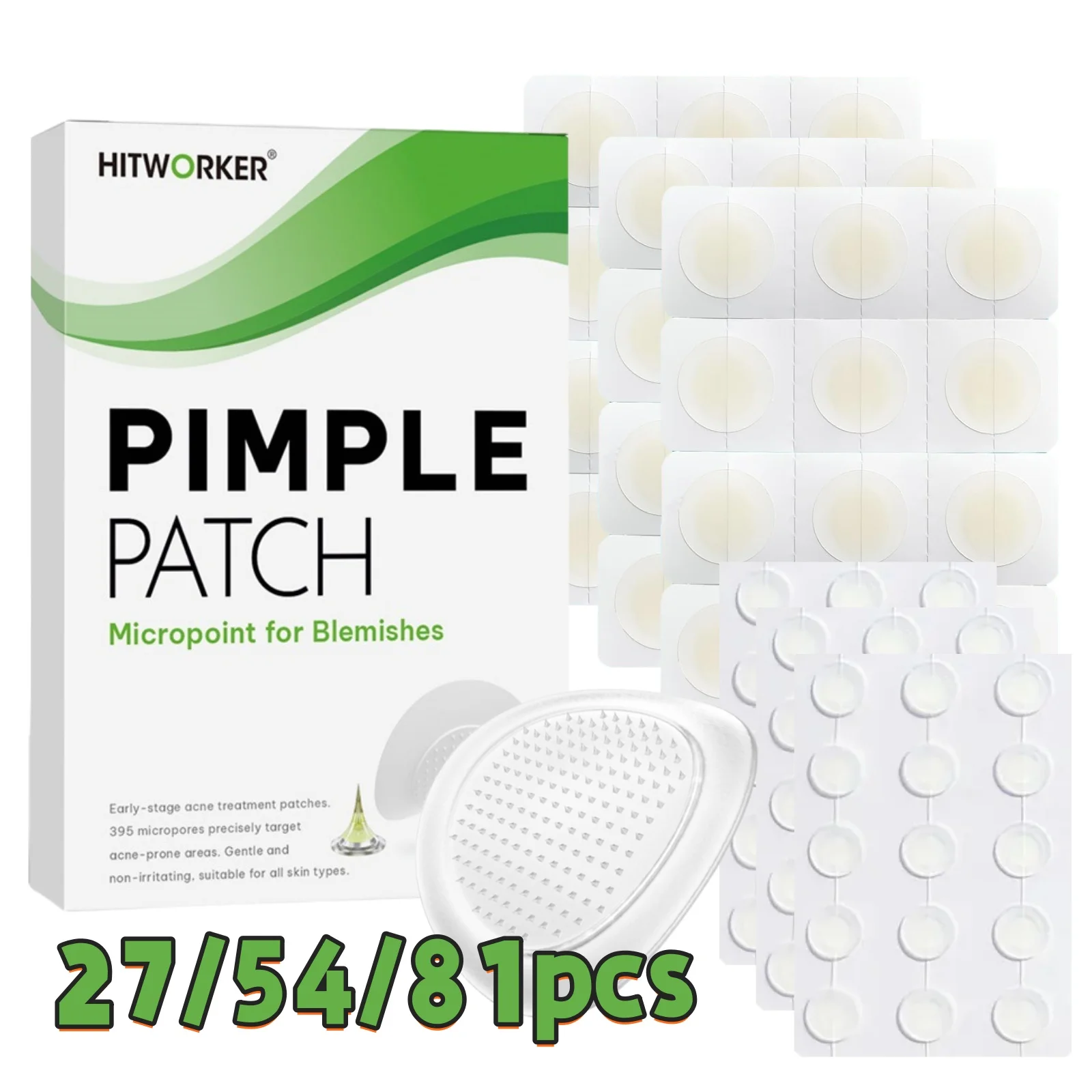 27/54/81-teilige HITWORKER Aknepflaster – angereichert mit Salicylsäure, Teebaumöl und Kalendulaöl |   Für Akne und Hautunreinheiten, Rückstände