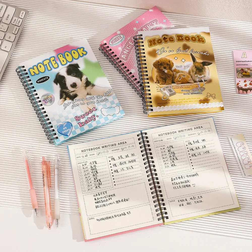 2025 Weekly Planner Agenda Amerca Style A5 Notebook Planner Schedules Kawaii Puppy Cat Stationery School Office Supplies