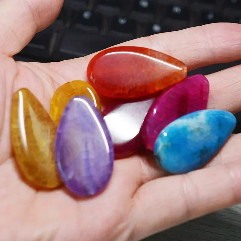 20mmx39mm Multicolor Drop straight hole agate Bead Necklace and Pendant  Natural gemstone purplish agate For DIY Jewelry Making