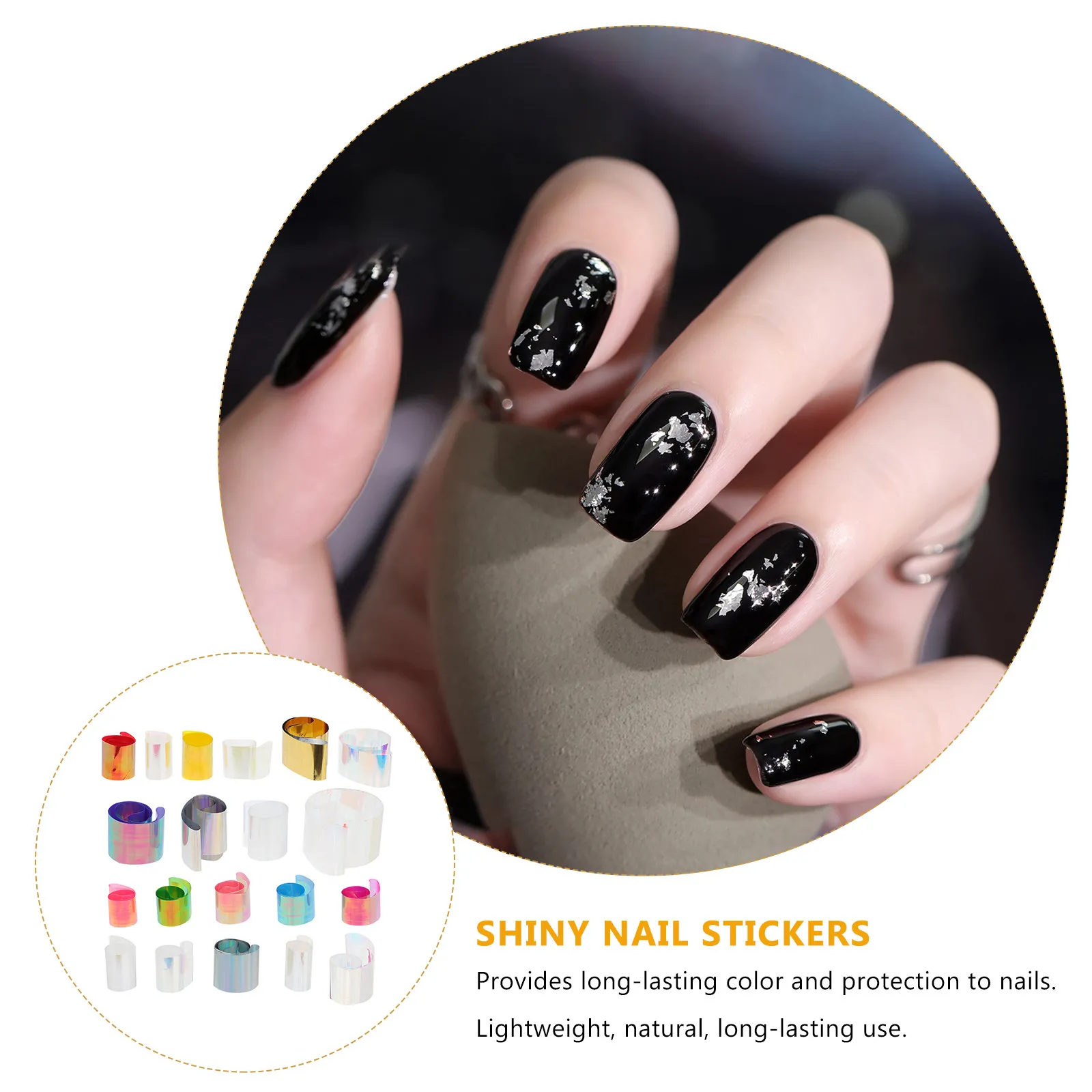 2Set Starry Nail Stickers Assorted Color Creative Manicure Decals for Home Salon Long-Lasting Use Shiny Nail Stickers
