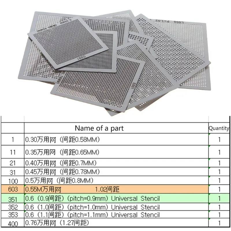 IC Chip Stencils Parts 10Pcs/set BGA Reballing Universal Stencil Template for Computer IC Chip Repair Stencils Parts