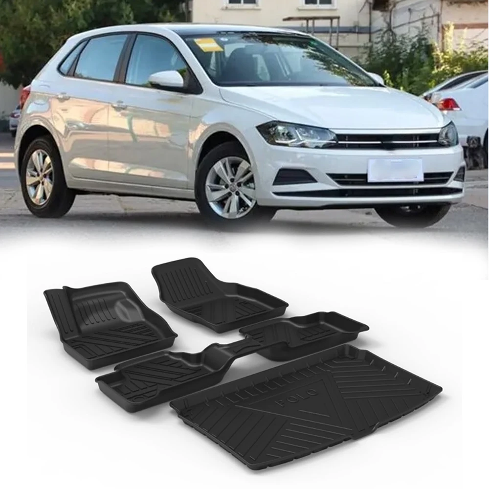 

TPE Car Floor Mat for VOLKSWAGEN Polo Plus 2019 2020 2021 Waterproof Protective Rubber Car Pad Liner Auto Interior Accessories