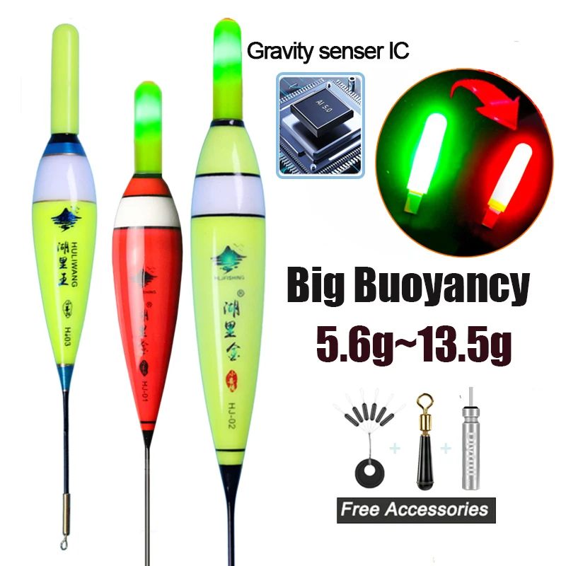 WLPFISHING Fishing Floats Gravity Sensor Electric LED Luminous Smart Floaters Fish Baits Color Change Rock Fishing Buoy Bobbers