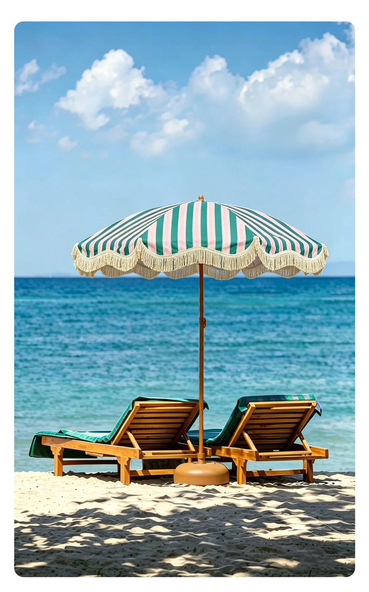 HYS outdoor striped fringed umbrella stall umbrella small clear beach parasol garden umbrella courtyard sun protection