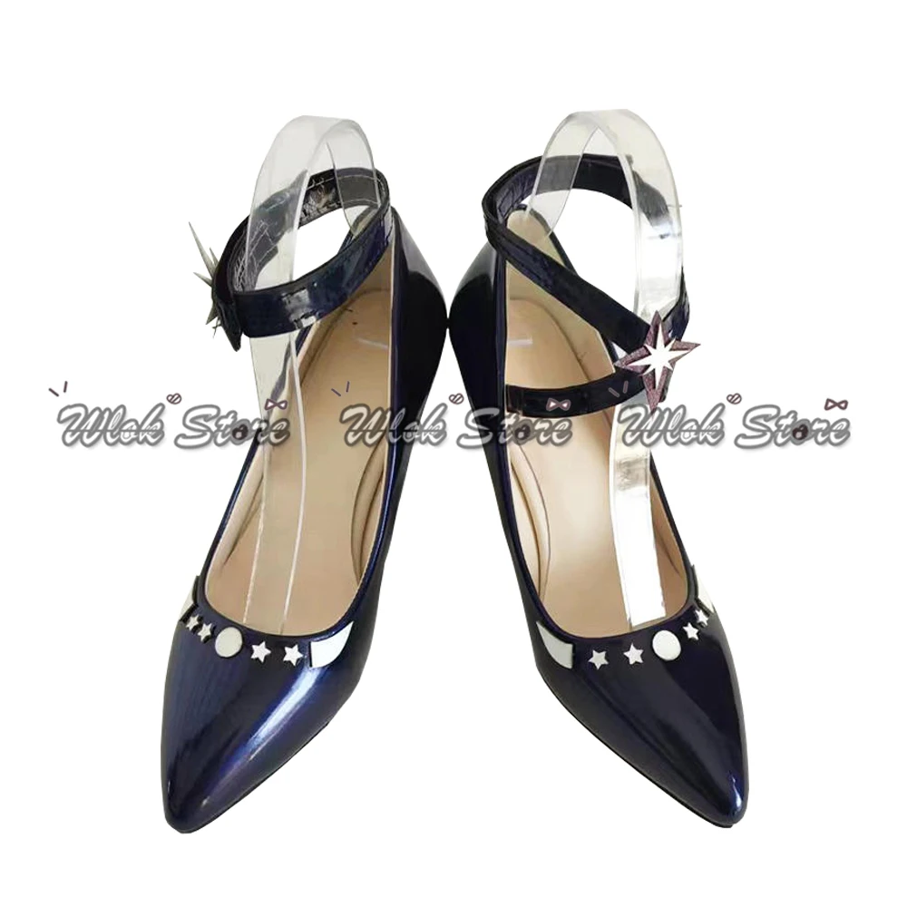 Game Honkai Star Rail Robin Cosplay Shoes Dark Blue High Heels 7cm Women Girls Halloween Party Carnival Roleplay Costume Shoes