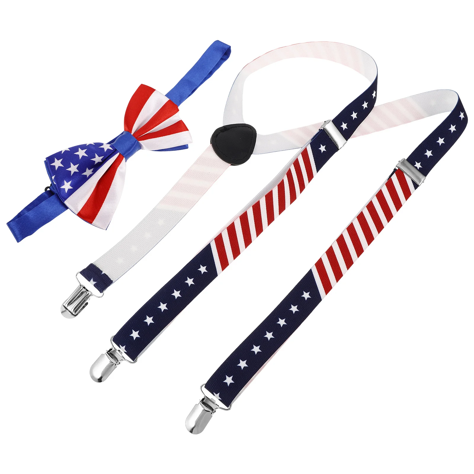 

US Flag Strap Clip Set Bow Tie Strap Clip For Men Independence Day Party Costume Accessories Mens Decor Tie Collar