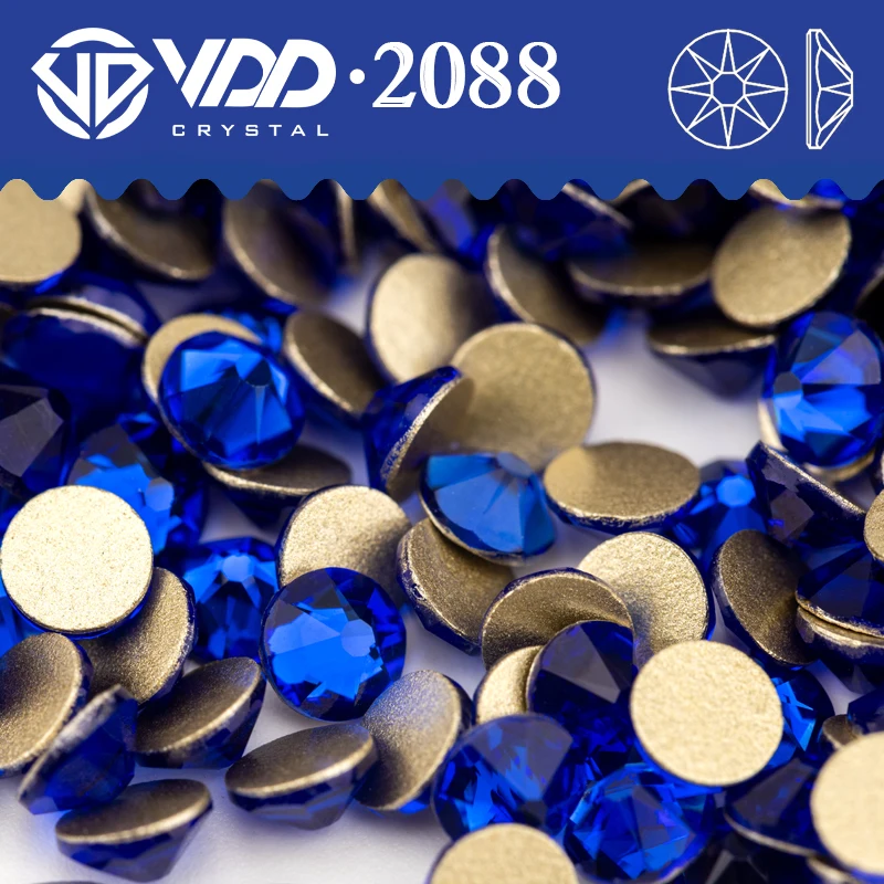 VDD 030 Sapphire SS16-SS30 2088 Rhinestone Crystal High Quality 8 Big 8 Small Flatback Stone For DIY Crafts Nail Art Accessories