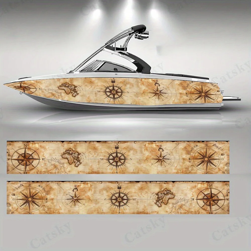 Vintage Nautical Chart Boat sticker vinyl ship pontoon deck Boat fishing decorative pontoon boats decal