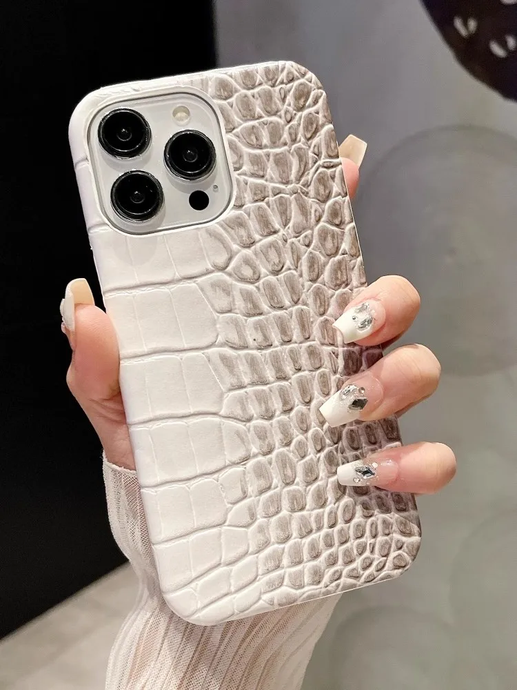 18 Pro Max Krokodilleder-Handyhülle für iPhone 18 Pro 13 14 12 15 16 17 Pro Max Hüllen Farbverlauf Harte PC Stoßfeste Schutzhülle – Detail 1