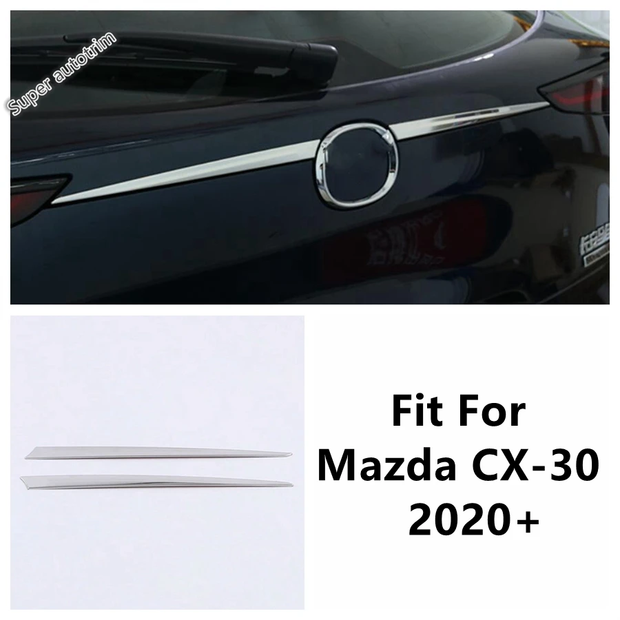 Exterior Refit Kit Accessories Rear Tail Trunk Steamer Lid Cover Trim Molding Garnish Strip 2Pcs Fit For Mazda CX-30 2020 - 2024