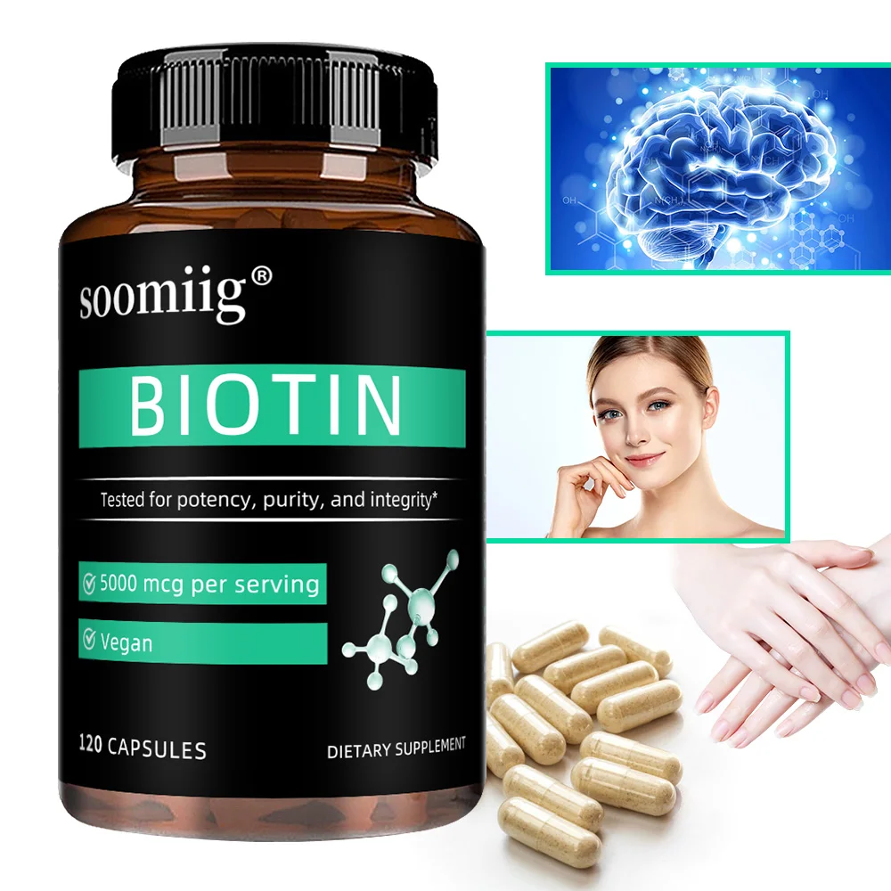 

Biotin 5000 Mcg, Promote Healthy Skin, Nails & Hair - Supports Energy Production, Metabolism - Non GMO, Vegan, Gluten Free