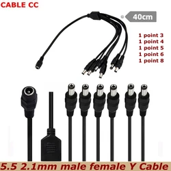 DC Power Distribution Line Y Type 1 To 3/4/5/6/8 Male 12V Monitoring Security LED Adapter