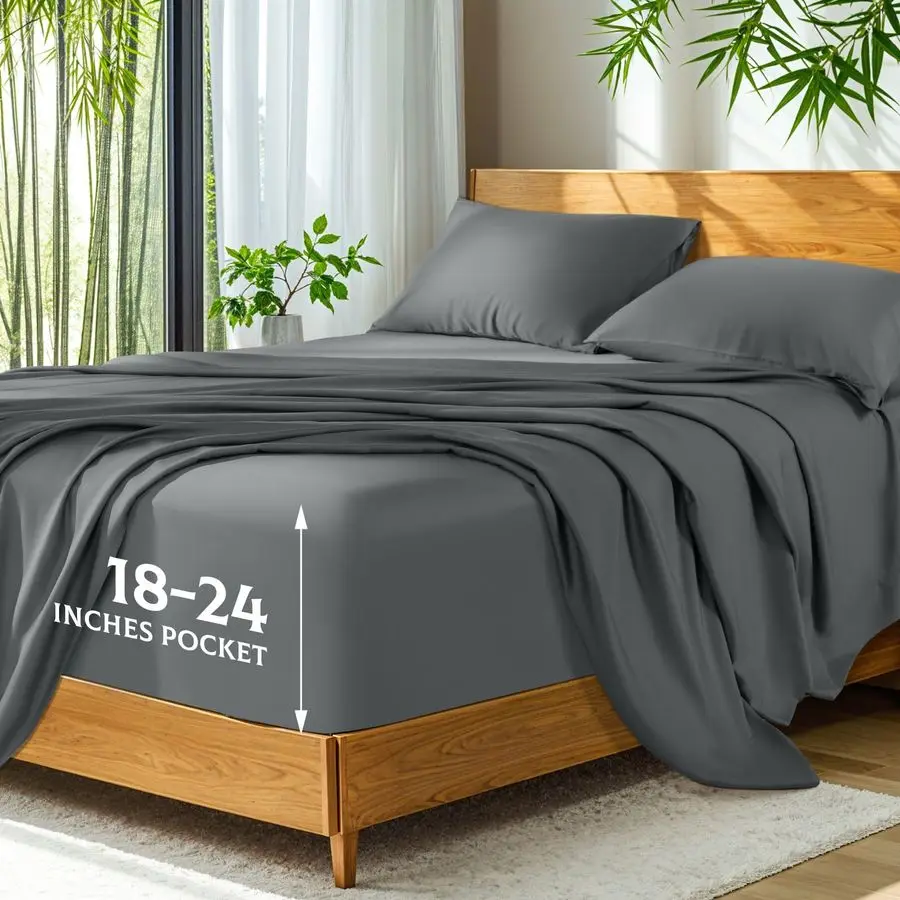 

100 Viscose Derived from Bamboo, Extra Deep Pocket up to 1824,Ultra Soft amp Cooling Sheets for Hot Sleepers, Hotel Luxury Silky