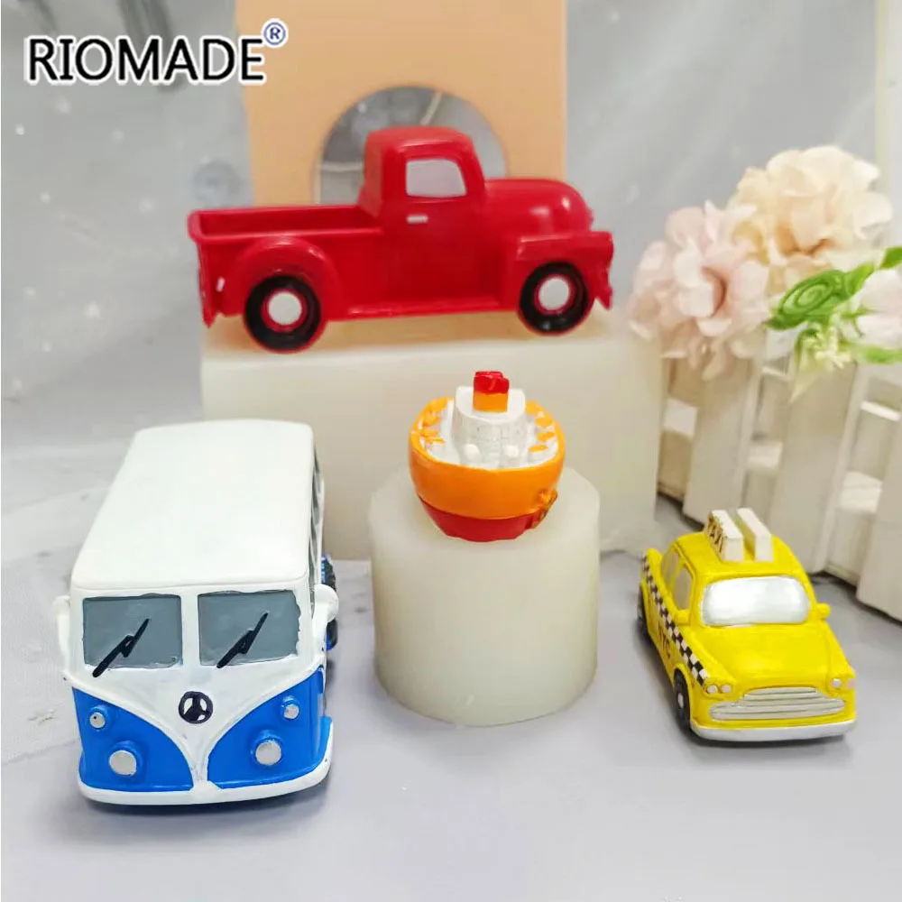 3d Simulation Car Bus Taxi Boat  Cake Decoration Baking Supplies Simple Style Diy Resin Aromatic Silicone Mold