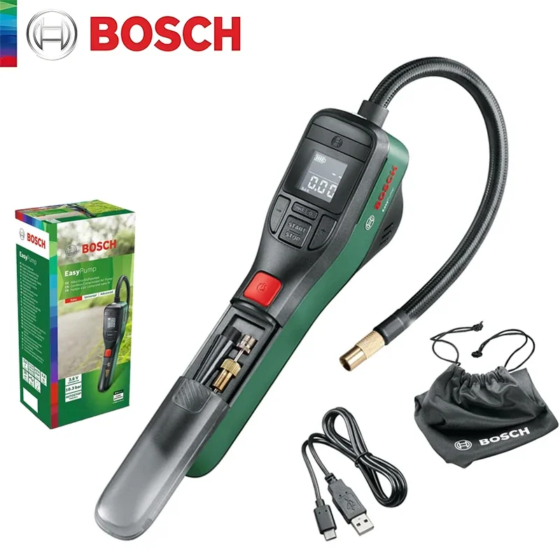 

Bosch Electric Air Pump Portable Mini Tire Air Compressor with Led Display for Car Motorcycles Bicycle Swimring Tire Inflator