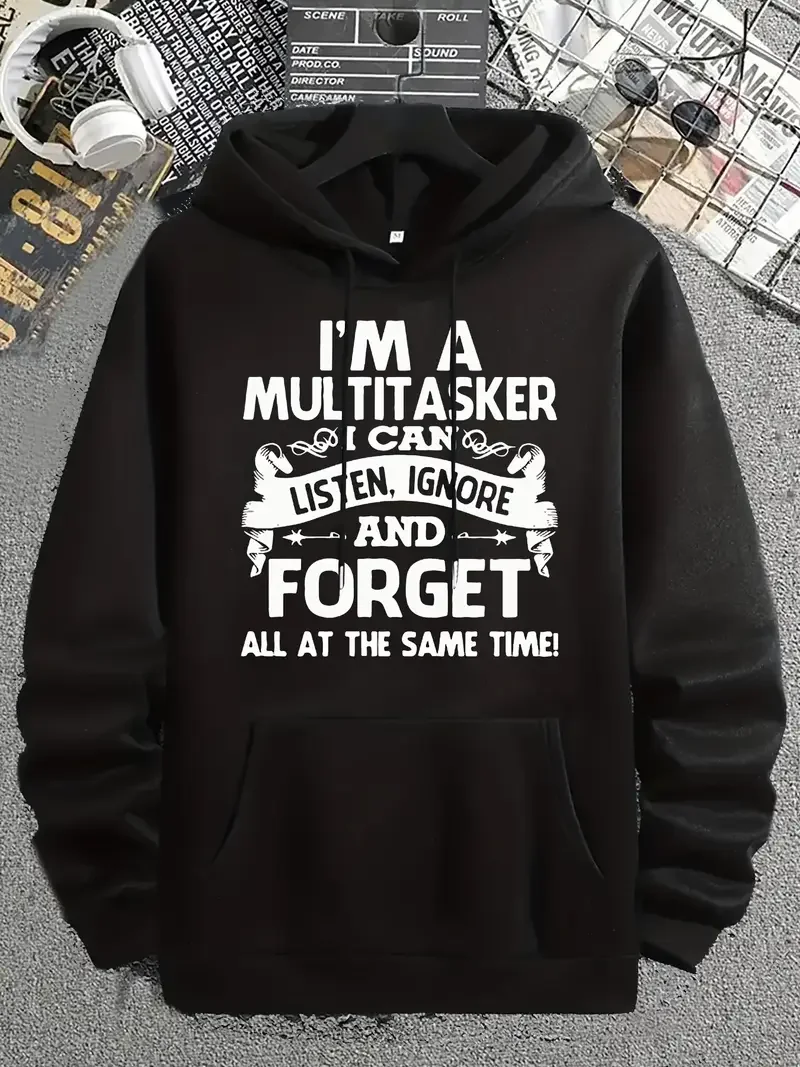 

Повседневная толстовка с капюшоном больших размеров, карман, 100% полиэстер, трикотажная ткань, пуловер с заниженными плечами и длинными рукавами, обычная длина, всесезонный комфорт