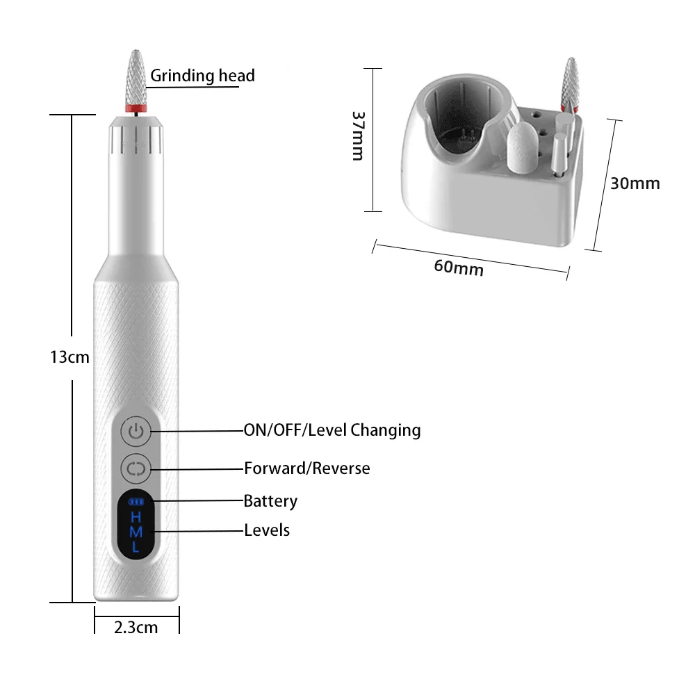 전기 네일 드릴 머신, 매니큐어 밀링 커터, 무선 네일 액세서리, 샌딩기 무선 충전식 네일 도구, 신제품