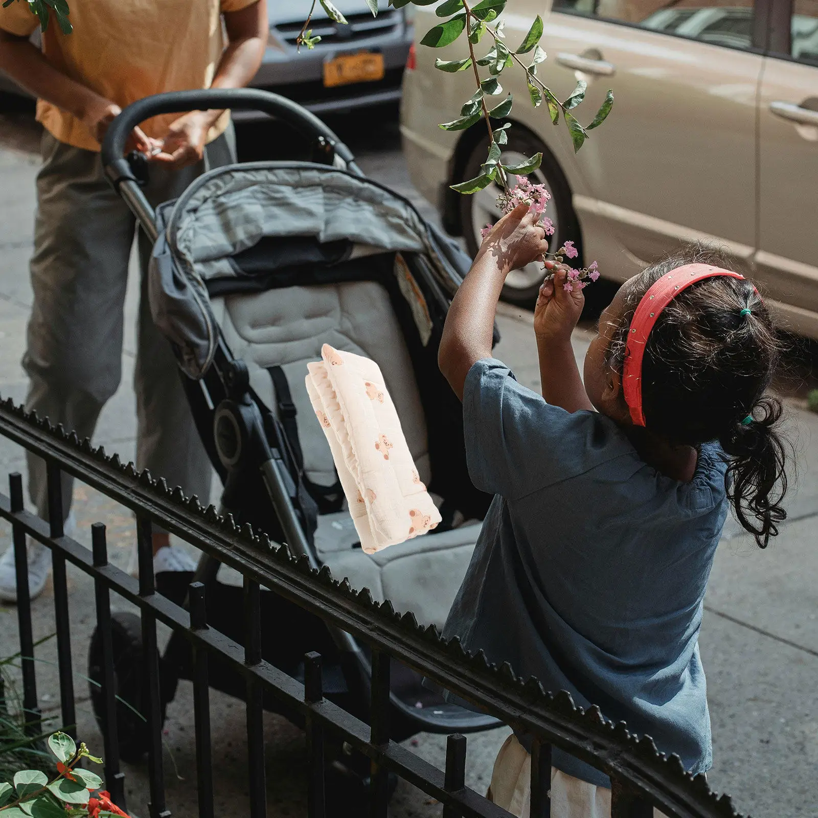 

Хлопковая подушка для детской коляски с толстым наполнителем, дышащий чехол-вкладыш с двойным узором, мягкая вставка для сиденья детской коляски