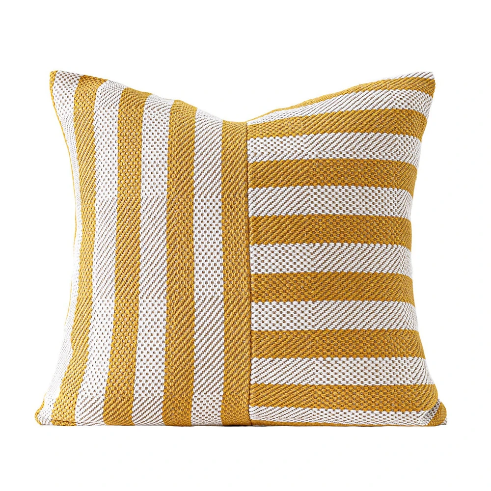 Modern Summer Textured Throw Linen Pillow Covers Striped Patchwork Square Cushion Cases Sofa Bed Couch 1 Piece Pack