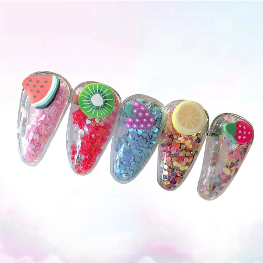 

5 шт. заколок для волос в форме фруктов с прозрачными блестками, легкие заколки-невидимки для украшения волос