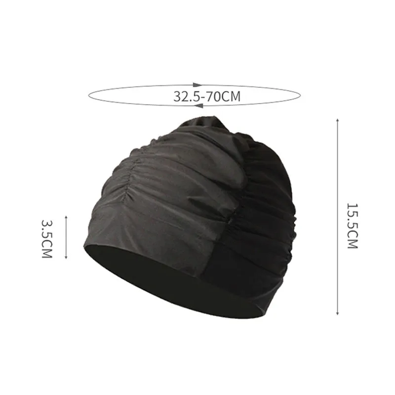 Pleated Cloth Swimming Cap To Increase The Head Circumference Long Hair Ear Protection Swimming Spa Unisex Swimming Cap