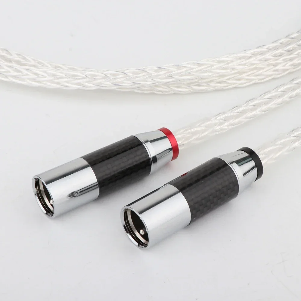 Pair 8AG OCC Silver Plated Black Carbon fiber RCA Balance Cable RCA Male TO XLR Male Female Connector Audio Cable Twist Cable