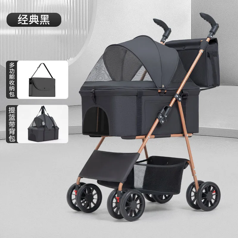 عربة أطفال للحيوانات الأليفة: كلب/قطة، خفيفة الوزن قابلة للطي، كلاب صغيرة/متوسطة، سفر خارجي، حامل قطط، مُدفع يدويًا، إعادة بيع عبر الحدود