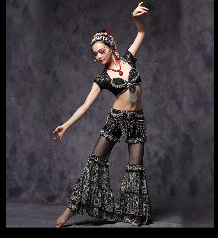 Sukienka do tańca brzucha w stylu plemiennym na występy w stylu undercover na rok 2026, sukienka do występów ATS, duża spódnica, styl etniczny.