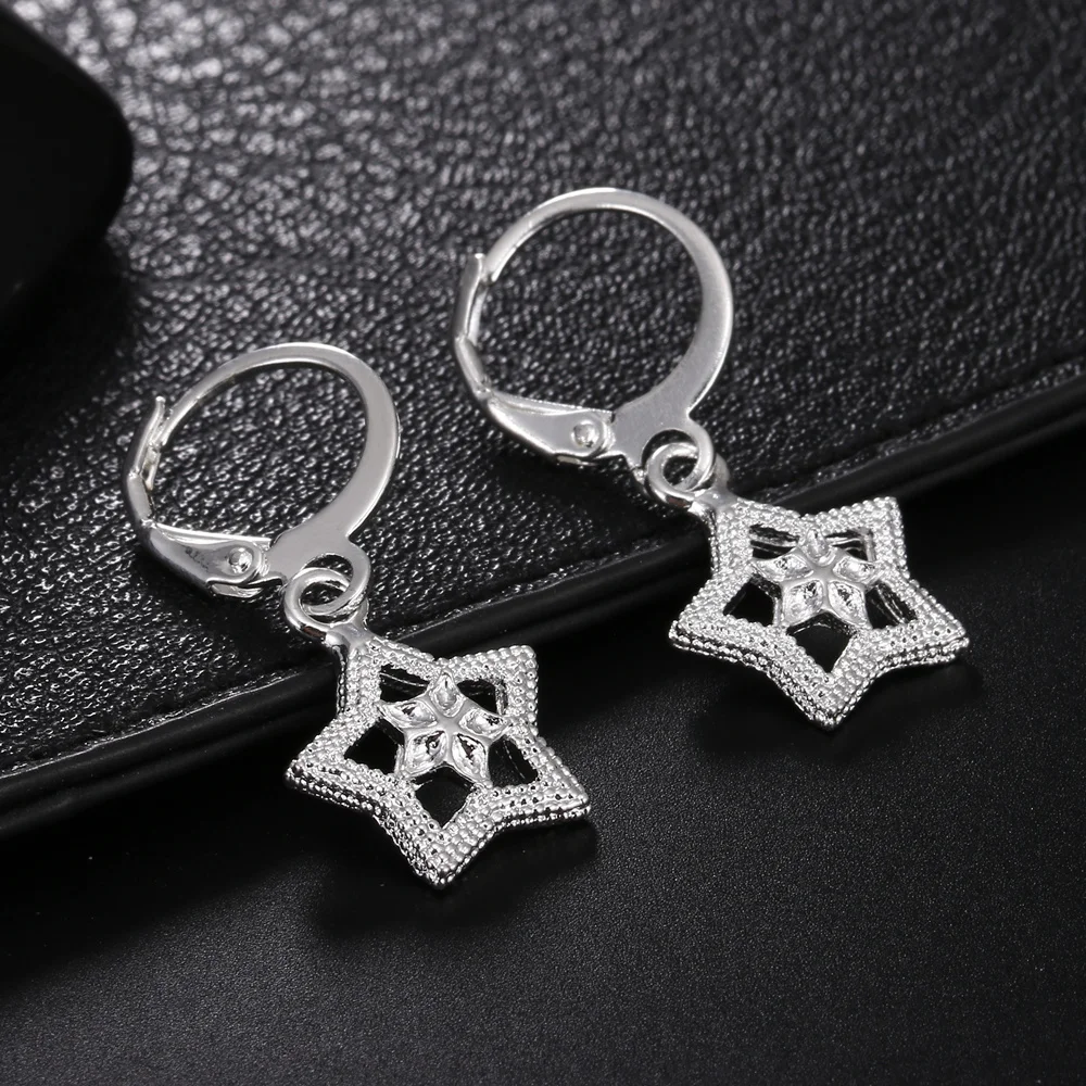

925 Sterling Silver Star Earrings For Women Fine Charm Ear Clip High Quality Fashion Jewelry Christmas Gifts Lady Girl