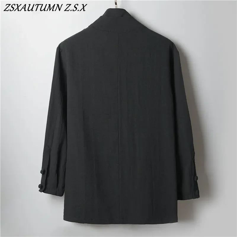 Chinese Style Men Linen Hanfu Cardigan Tops Zea Tea Kung Fu Shirts Japanese Kimono Jackets Coats Robe Oriental Fashion Clothing