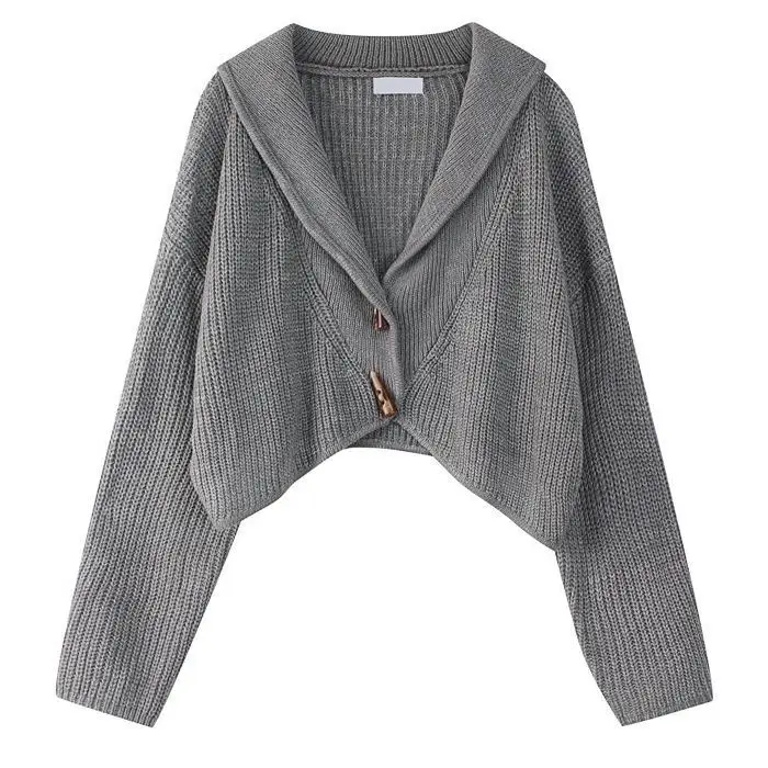 

New V-neck Sweater For Women's Autumn And Winter Design, Loose And Lazy Style, Short Knitted Cardigan Top