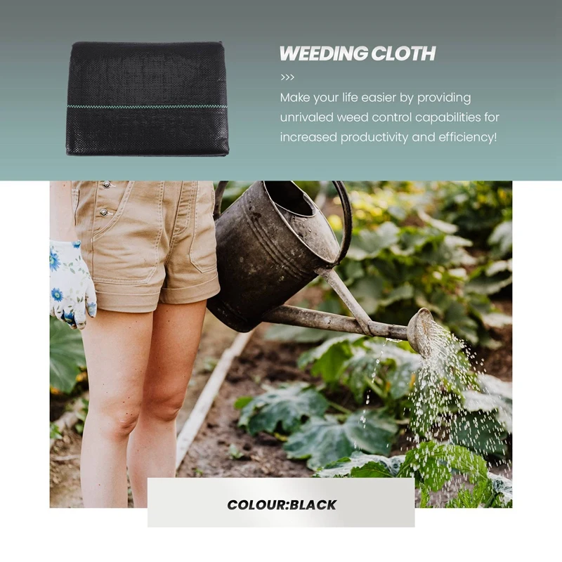 Abu-pagar kebun penghalang penyiangan kain lanskap tahan lama & tugas berat blok penyiangan tikar berkebun, kontrol penyiangan mudah, 4 kaki X 50 kaki