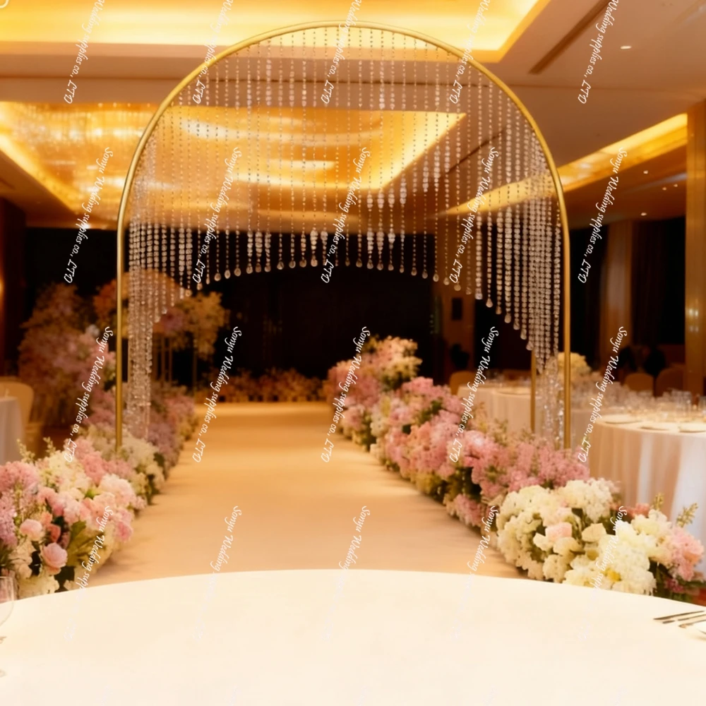 

1pcs 280cm)Wedding with acrylic Beads Stand Aisle Road Lead Walk Way Curtain Chandelier flower arch Stand for Party Decoration