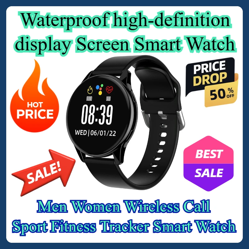 Men Women Wireless Call Sport Fitness Tracker Smart Watch Waterproof High-definition Display ScreenSmart Watch