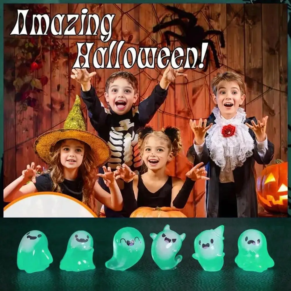 Mini Ghost Figurine Miniature Ghost Sculpture Miniature Glow-in-the-dark Ghost Figurines for Halloween Home Party for Holiday
