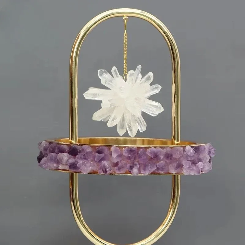 

Современные минималистичные декоративные украшения из аметиста, золотистого металла и мрамора для стола, креативный декор для дома, для гостиной и спальни