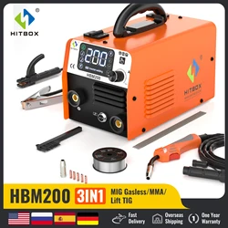 HITBOX 3 in 1 Semi-automatic Welding Machine HBM200 Welding Machine MIG/MMA/TIG No Gas Welding Equipment IGBT Inverter