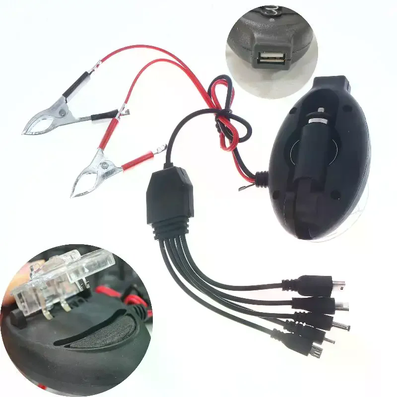 

【Новинка】адаптер питания 12 В, 24 В до 5 В, 500 мА с зажимом для аккумулятора для зарядки сотового телефона, аварийное питание USB/Type-C, высокая эффективность