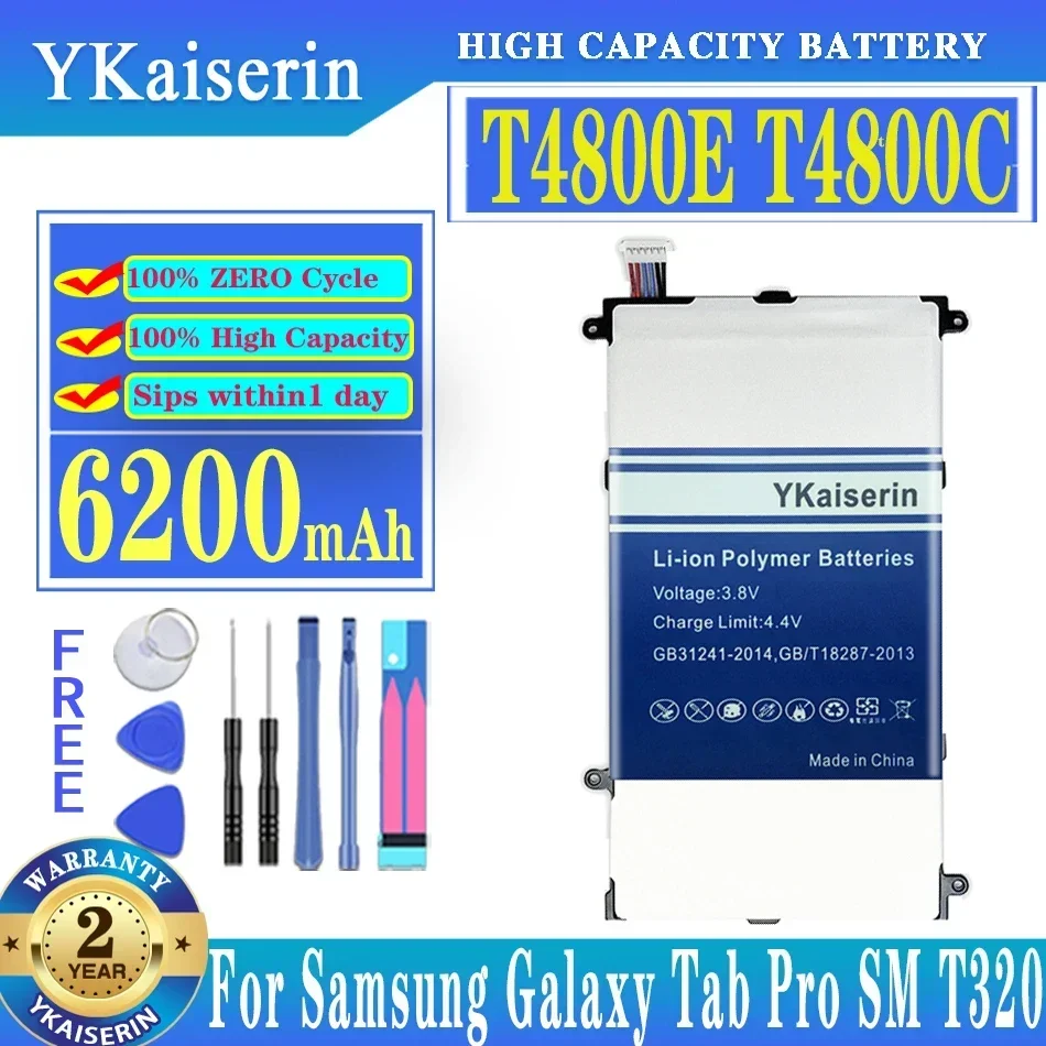 T4800C T4800E 6200mAh Replacement Battery For Samsung Galaxy Tab Pro SM T320 T321 T325 Batteria + Tools