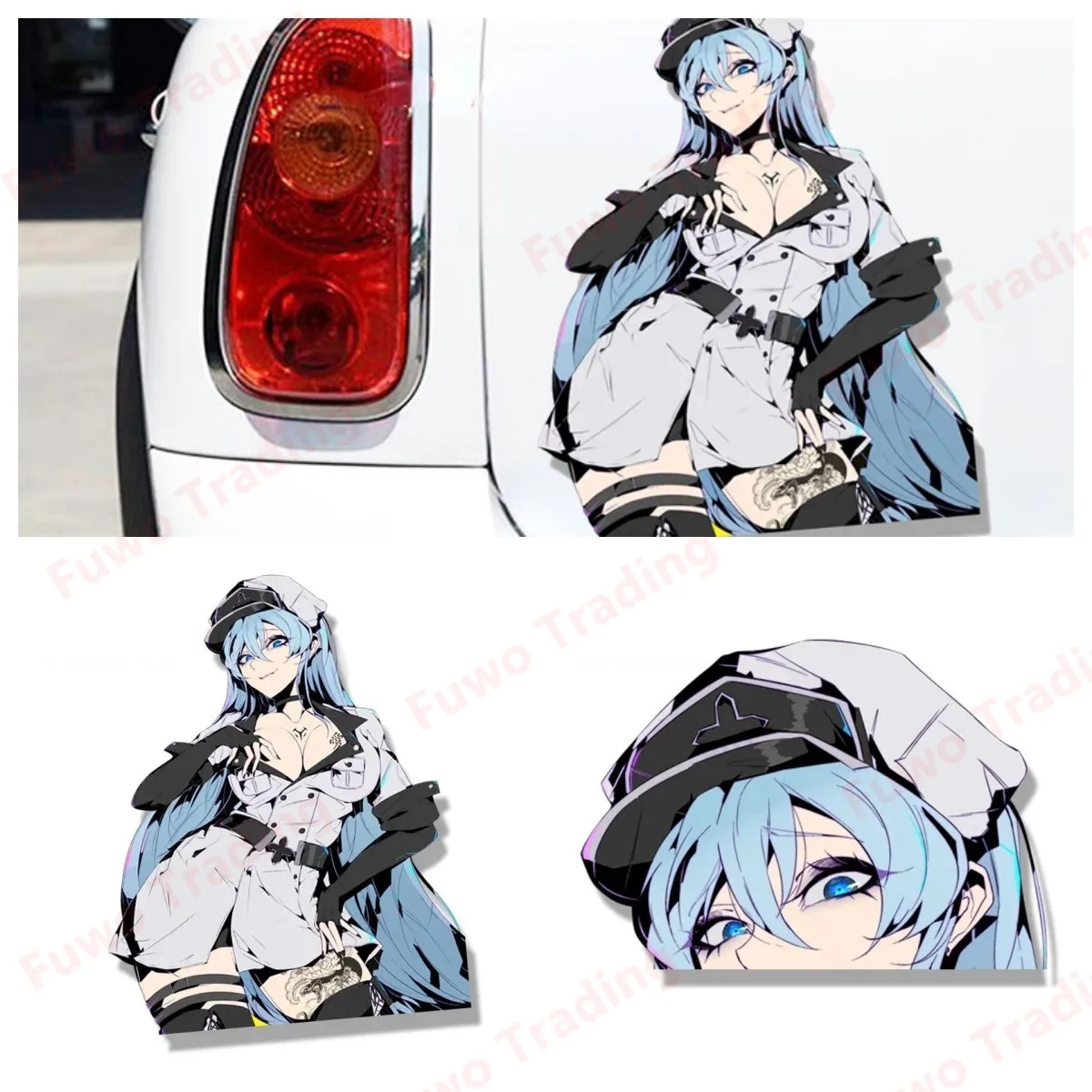 Hot selling Car Sticker Anime Akame Ga KILL Sketch Waifu Decal Cartoon Peeker Girl Graffiti Stickers